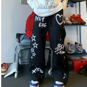 AIDASE  -  Autumn Elegant Fashion Harajuku Slim Fit Ropa Hombre Loose Casual All Match Wide Leg Pants Printed Pockets Straight Leg Pants aidase-shop